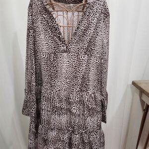 Long Sleeve Leopard Print Dress